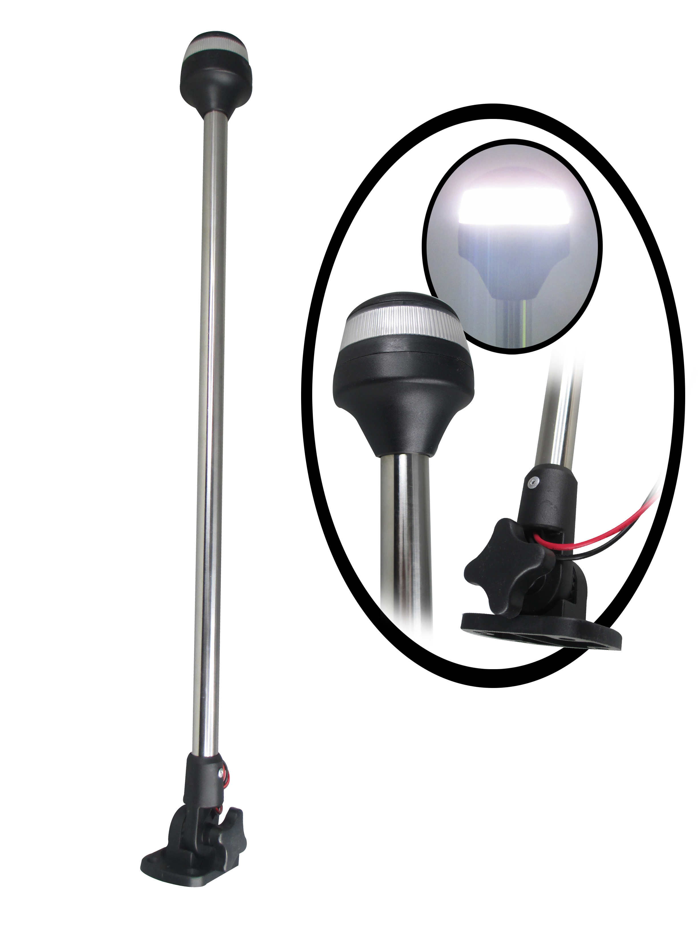 Pactrade Marine Boat LED Anchor All Round Light SS Pole Fold Down